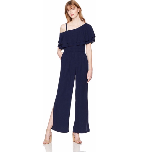 Vince Camuto Moss One-Shoulder Navy Jumpsuit